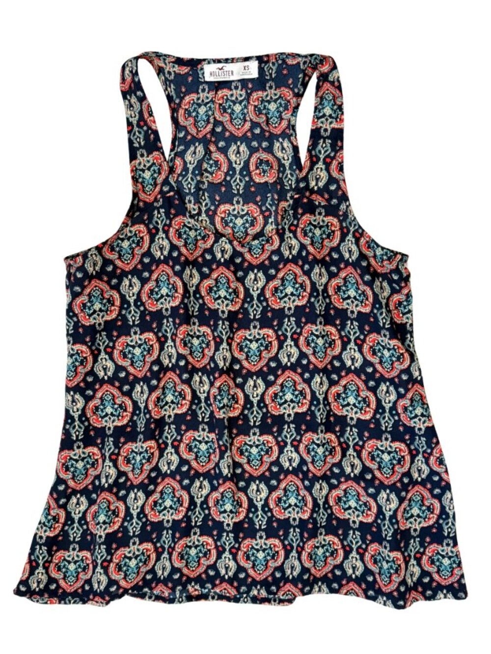 Hollister Moroccan Medallion Print Chiffon Racerback Tank Top Navy XS